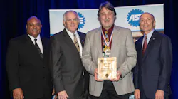 (L-R) - Homer Hogg, chair, ASE; Mike Coley, president, ASE Education Foundation; Scott Fisler, Milwaukee Area Technical College and Tim Zilke, past president and CEO of ASE