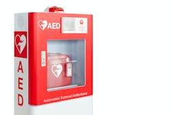 Life-Saving Tool Pictured here is an example of an Automated External Defibrillator, also known as an AED, in a box.