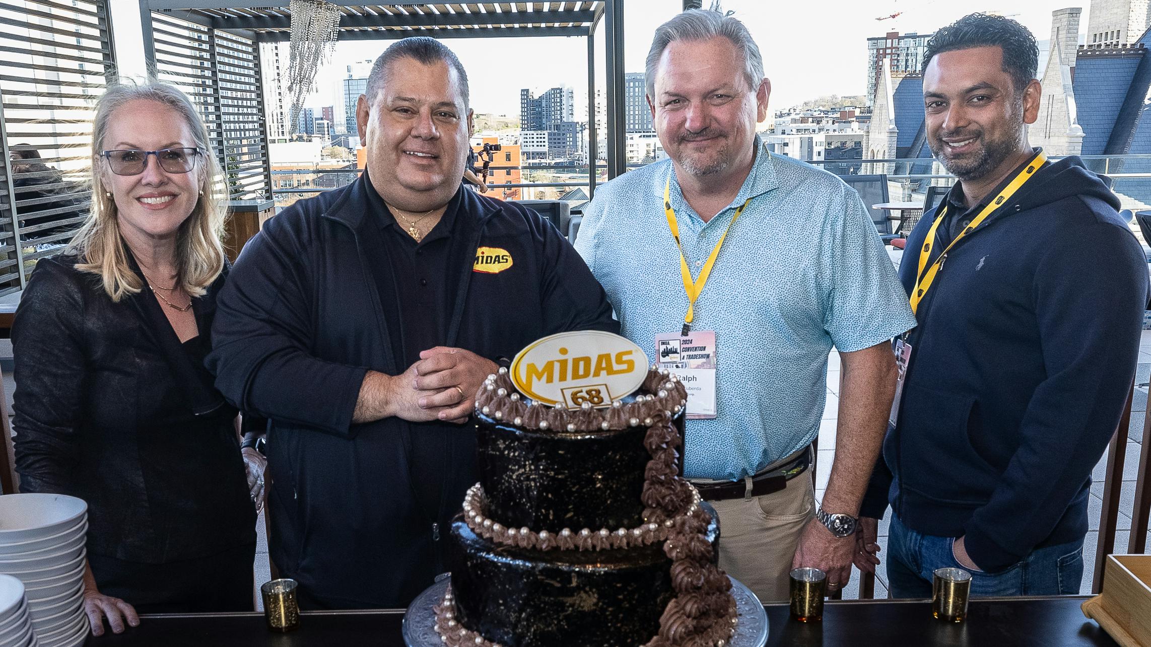 L to R: Phoebe Moll Hennessy, VP of Marketing & Merchandising &ndash; Midas Franchise; Lenny Valentino, Jr., President and COO of Midas; Ralph Luberda, Sr. Director of Sales and Operations for Midas; and Darryl Maraj, Chief Technology Officer for TBC Corporation.