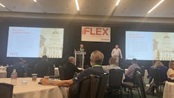 Matt Webb of Premier Oil Change (left) and Justin Cialella of Victory Lane Quick Oil Change (right) during the Government Affairs Update session. Matt Webb of Premier Oil Change (left) and Justin Cialella of Victory Lane Quick Oil Change (right) during the Government Affairs Update session.