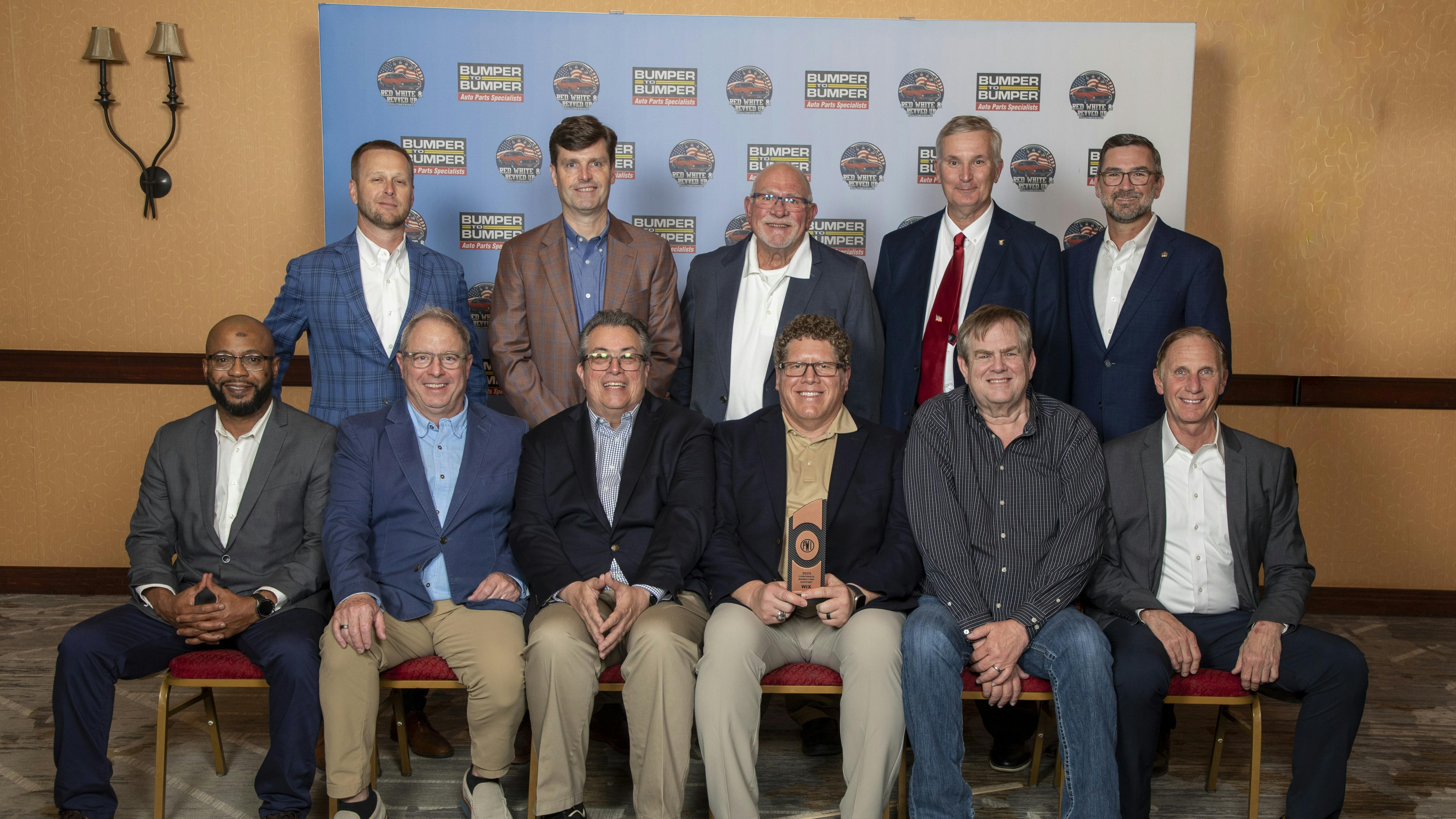 The WIX Filters team accepting the PWI Marketing Support Award at the Red, White and Revved Up conference.
